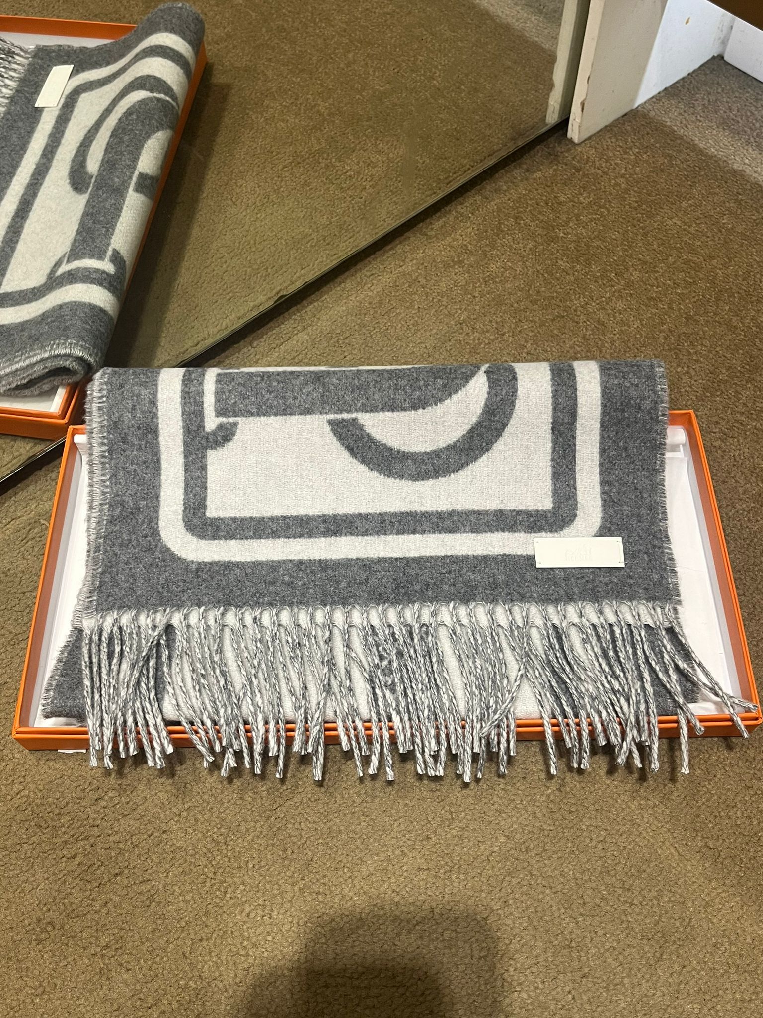 Petite Casaque Coaching scarf Ivoire / Gris Flanelle