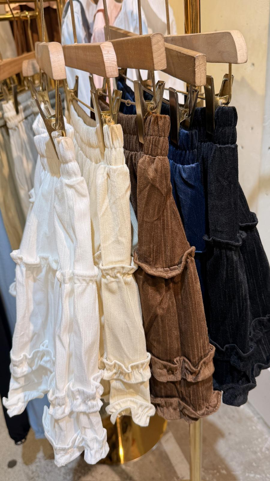 Ruffles絨面蛋糕短裙(啡色)