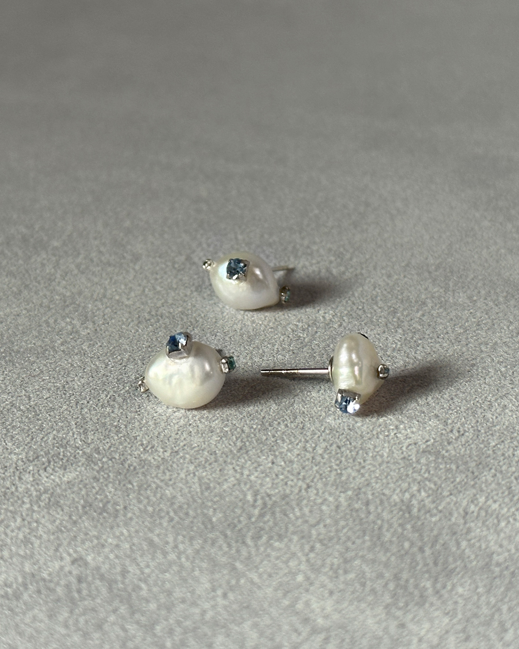 PROJ-ORNMNT 珍珠青鑽耳釘 (單支販售)