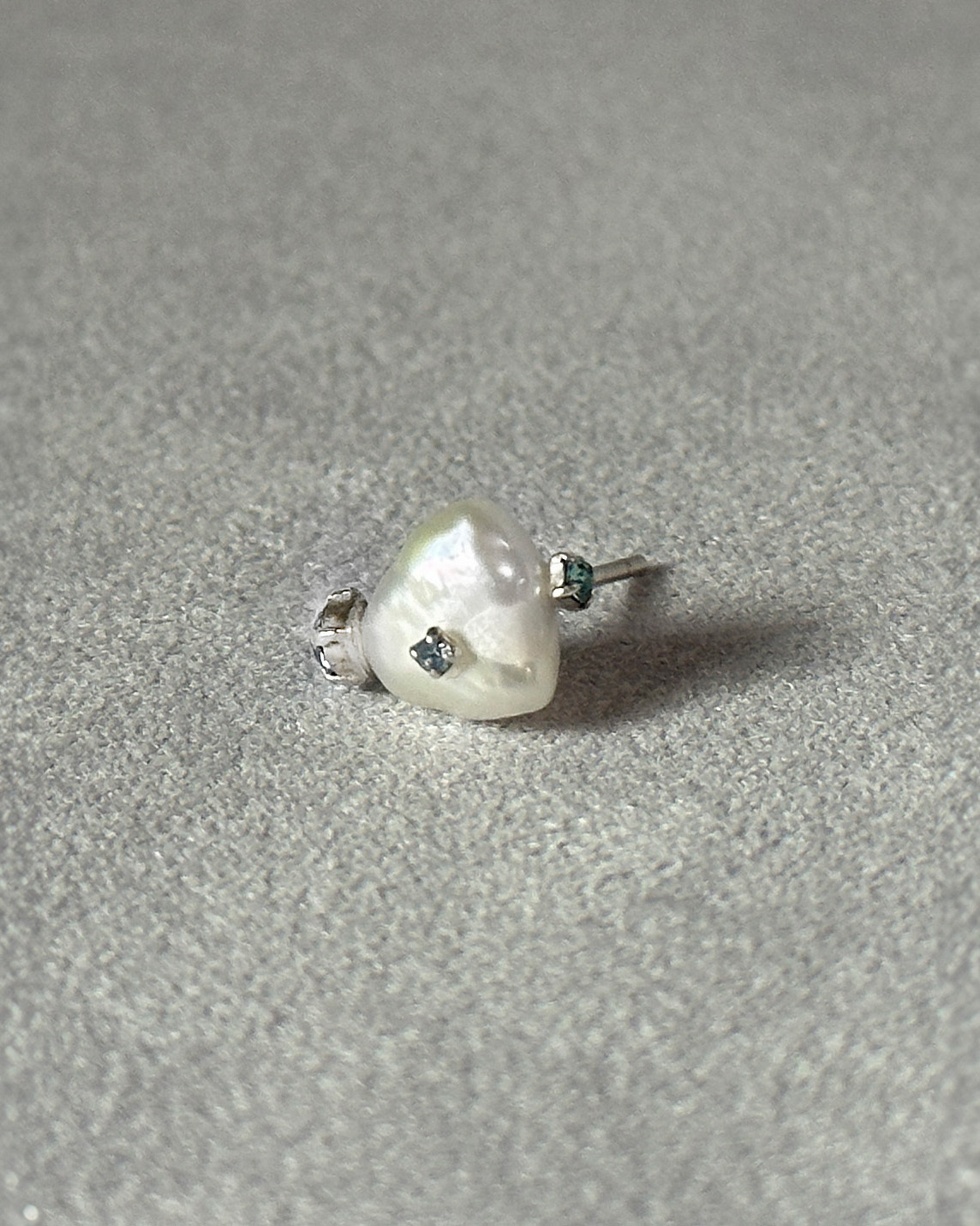 PROJ-ORNMNT 珍珠青鑽耳釘 (單支販售)