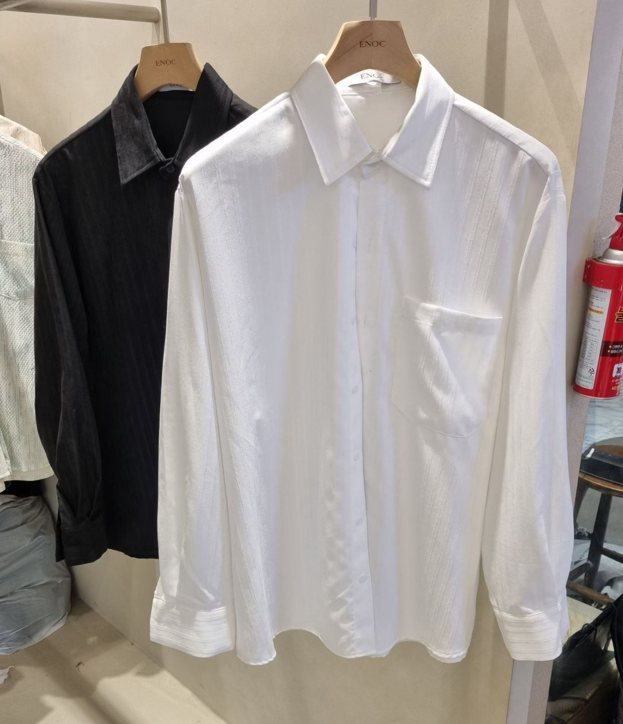 暗直紋長袖恤衫 ENOC-059S