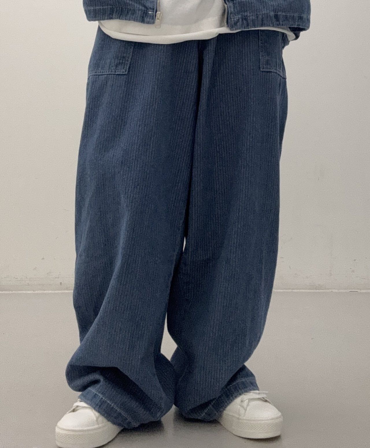 直紋可束腳鬆身牛仔褲 FARMERS-127P