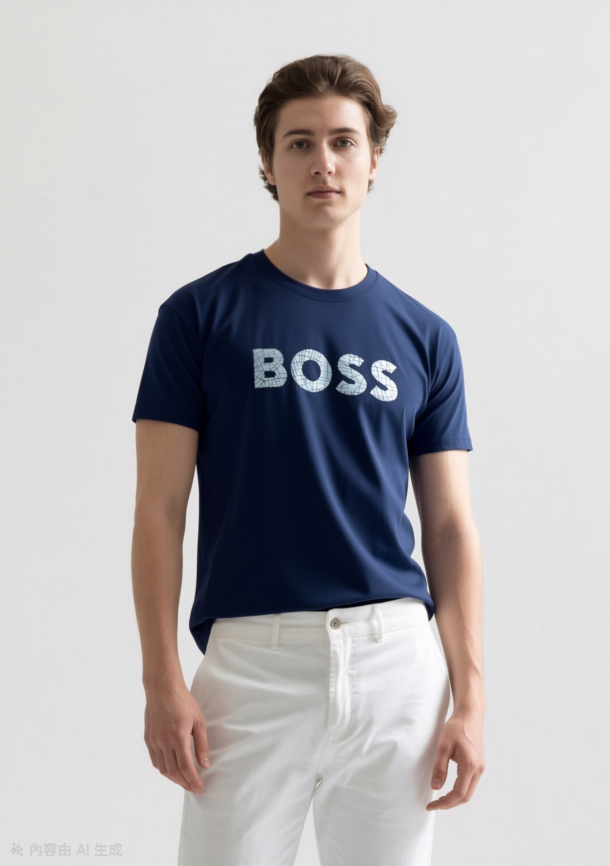 HUGO BOSS 裂紋logo 男款 tee