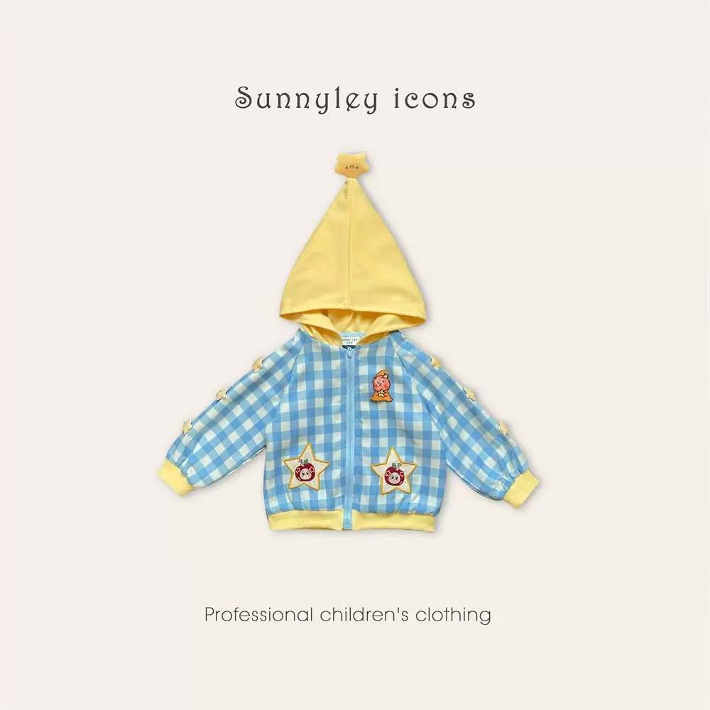 星星格子連帽外套