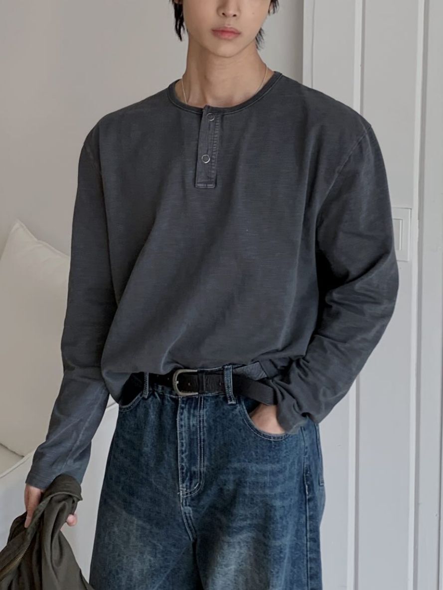 淨色半開胸長袖衫 OUR-172T