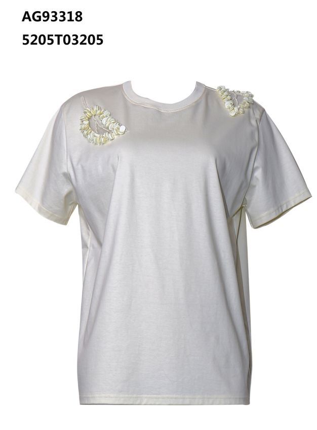 A46 ANOTHER ONE 破洞珠片T-Shirt - 奶白色｜5205T03205