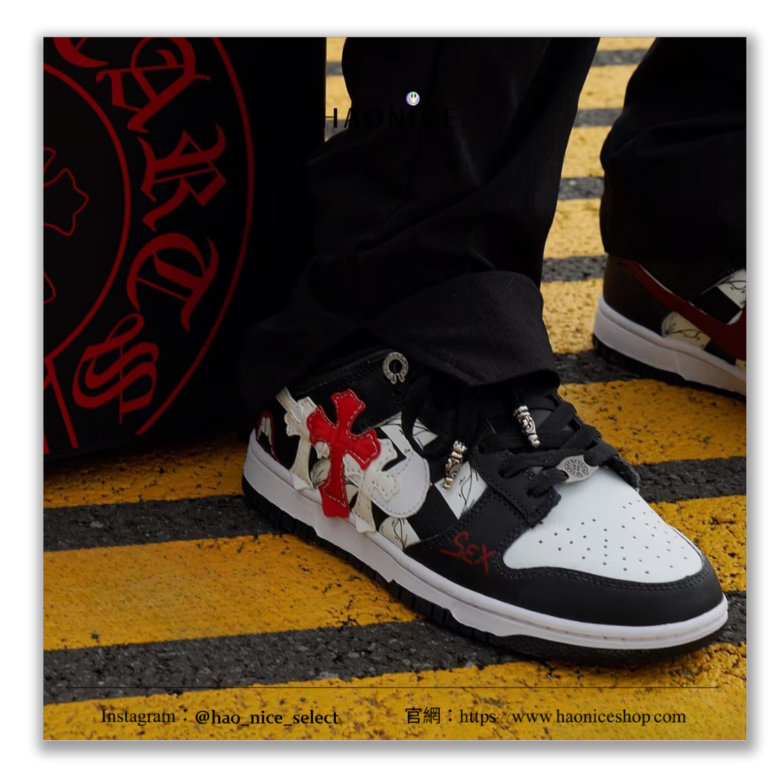 【HAO NICE】藝術訂製款🎨Nike Dunk Low x Chrome Hearts 克羅心 皮革十字架 棋盤格 黑紅 板鞋 籃球鞋