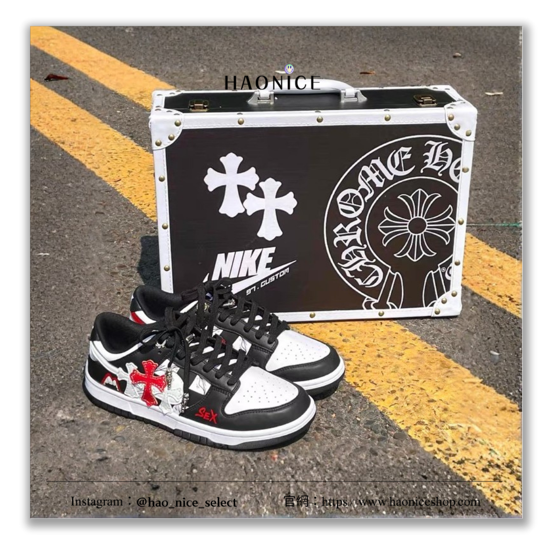 【HAO NICE】藝術訂製款🎨Nike Dunk Low x Chrome Hearts 克羅心 皮革十字架 棋盤格 黑紅 板鞋 籃球鞋