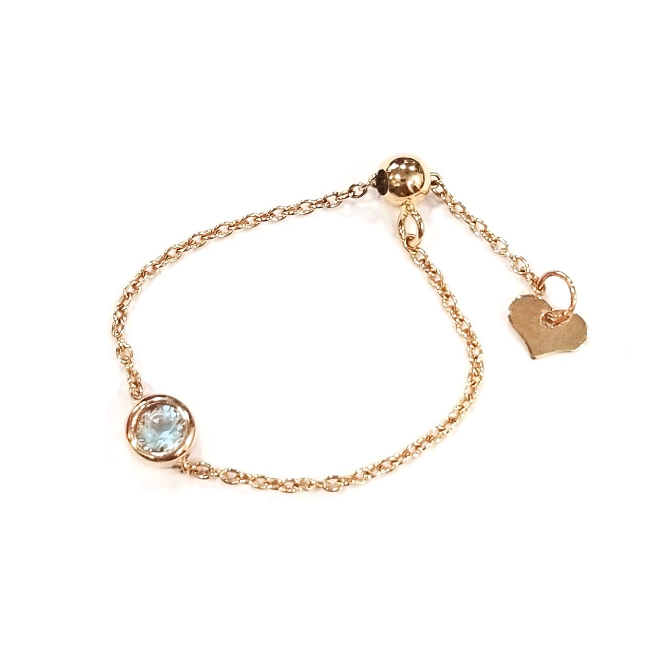 18k玫瑰金海藍寶伸縮戒指