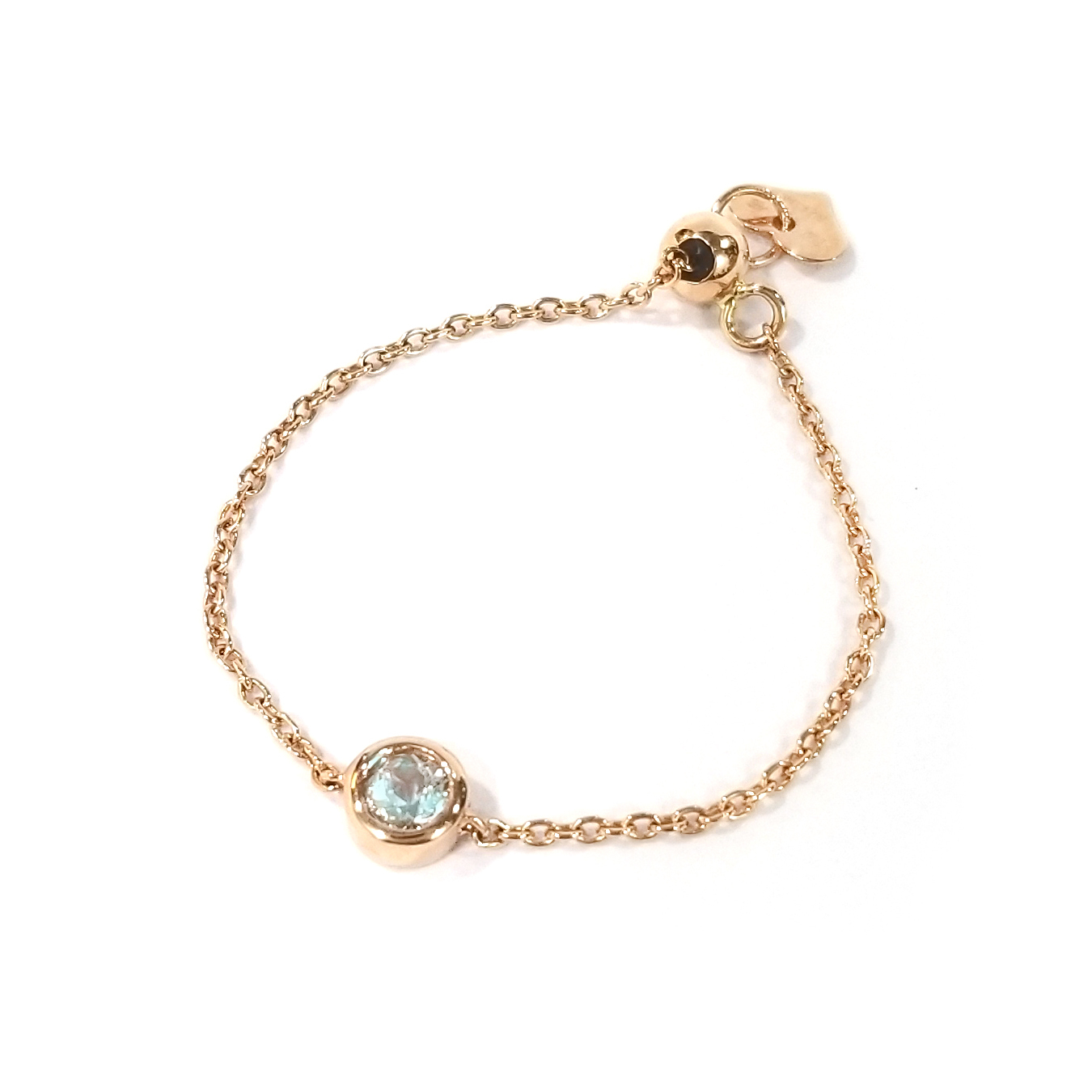 18k玫瑰金海藍寶伸縮戒指