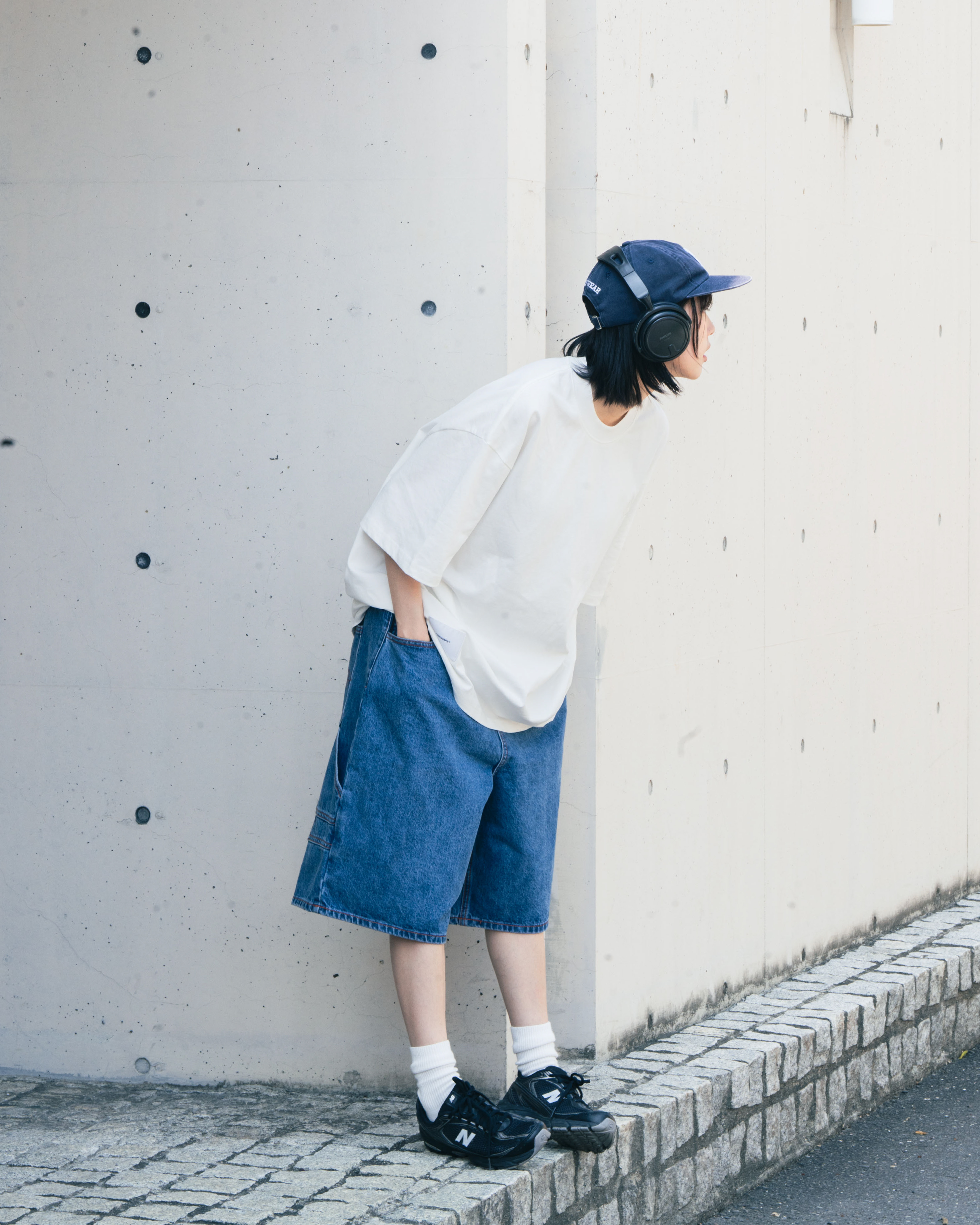 Ordinary 六分Logo水洗牛仔短褲