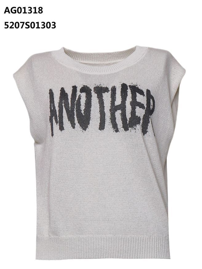 A61 ANOTHER ONE 英文字針織無袖短身上衣 - 米杏色｜5207S01303