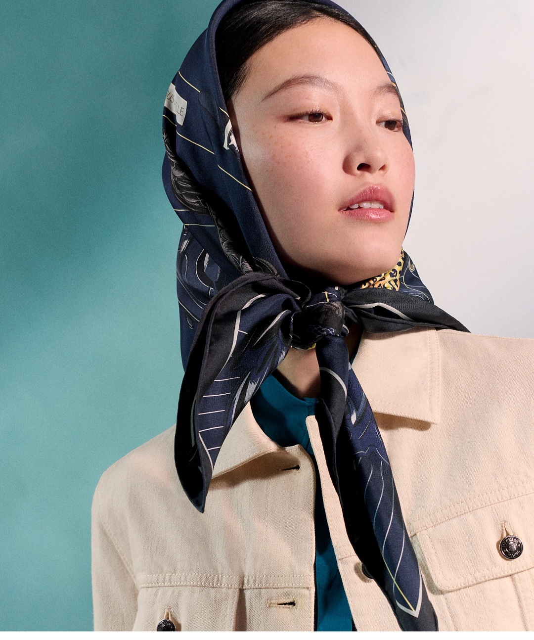 HERMES Tous en Selle scarf 90 BLEU NOIR/MARINE/MORDORE