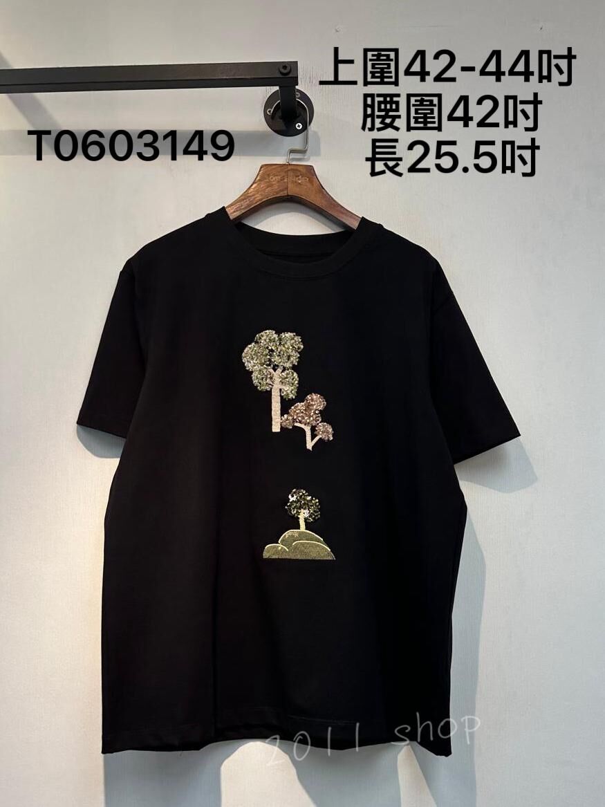 出口日本珠片樹圖案Tee 上圍42-44吋 腰圍42吋 長25.5吋 T0603149