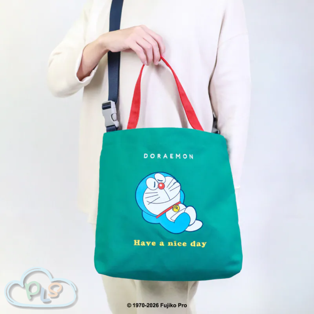 In Stock 2-Way Canvas Bag (L) Tb013J Doraemon Murmur Green #30147
