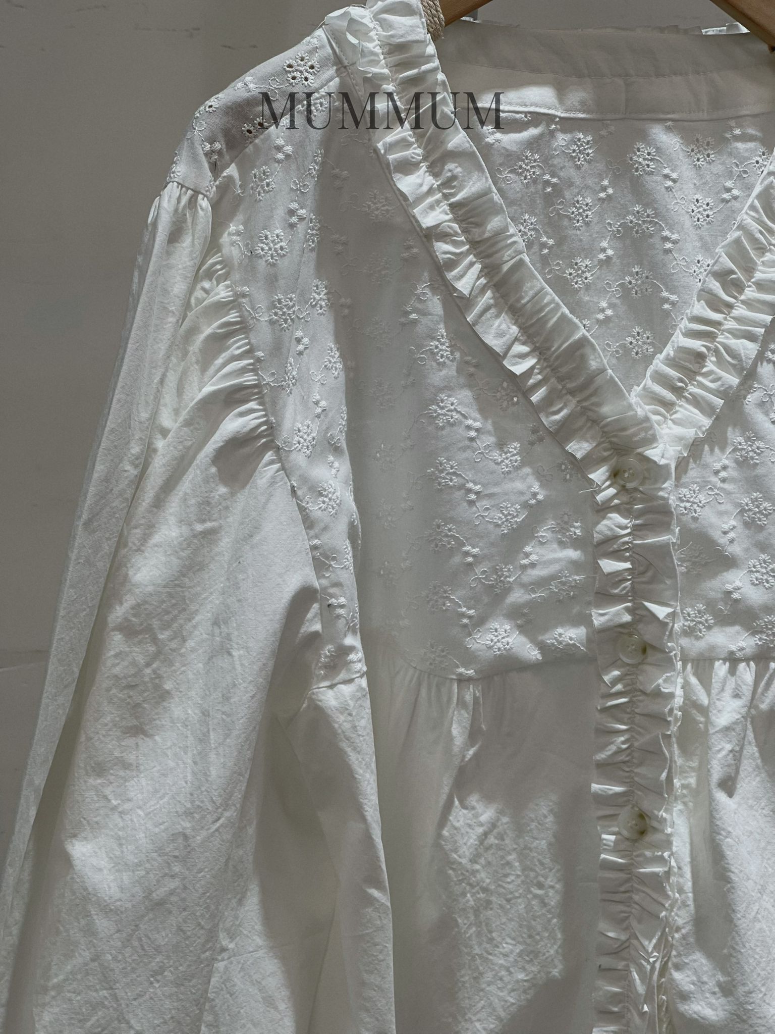 0213174a/木耳邊花紋長袖恤衫 42/50/28