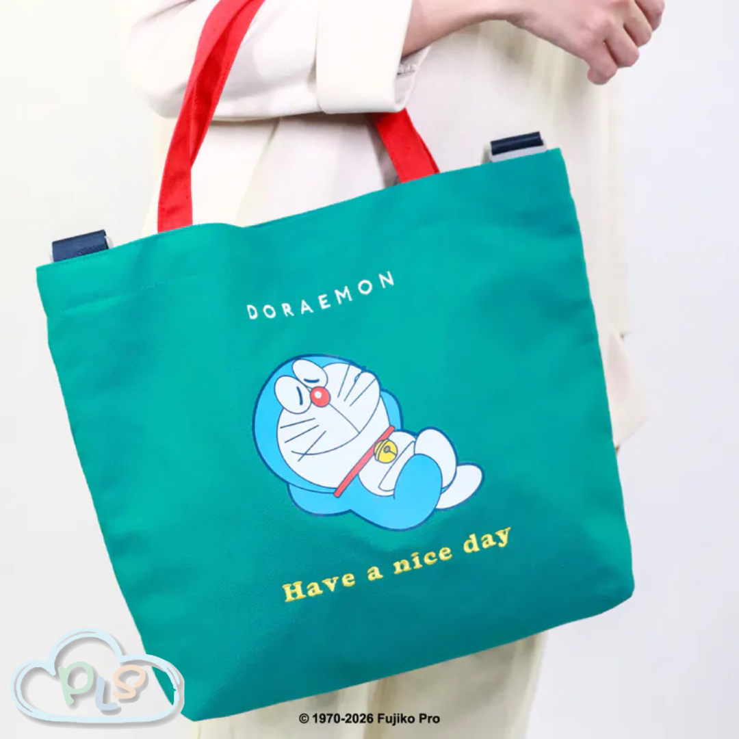 In Stock 2-Way Canvas Bag (L) Tb013J Doraemon Murmur Green #30147