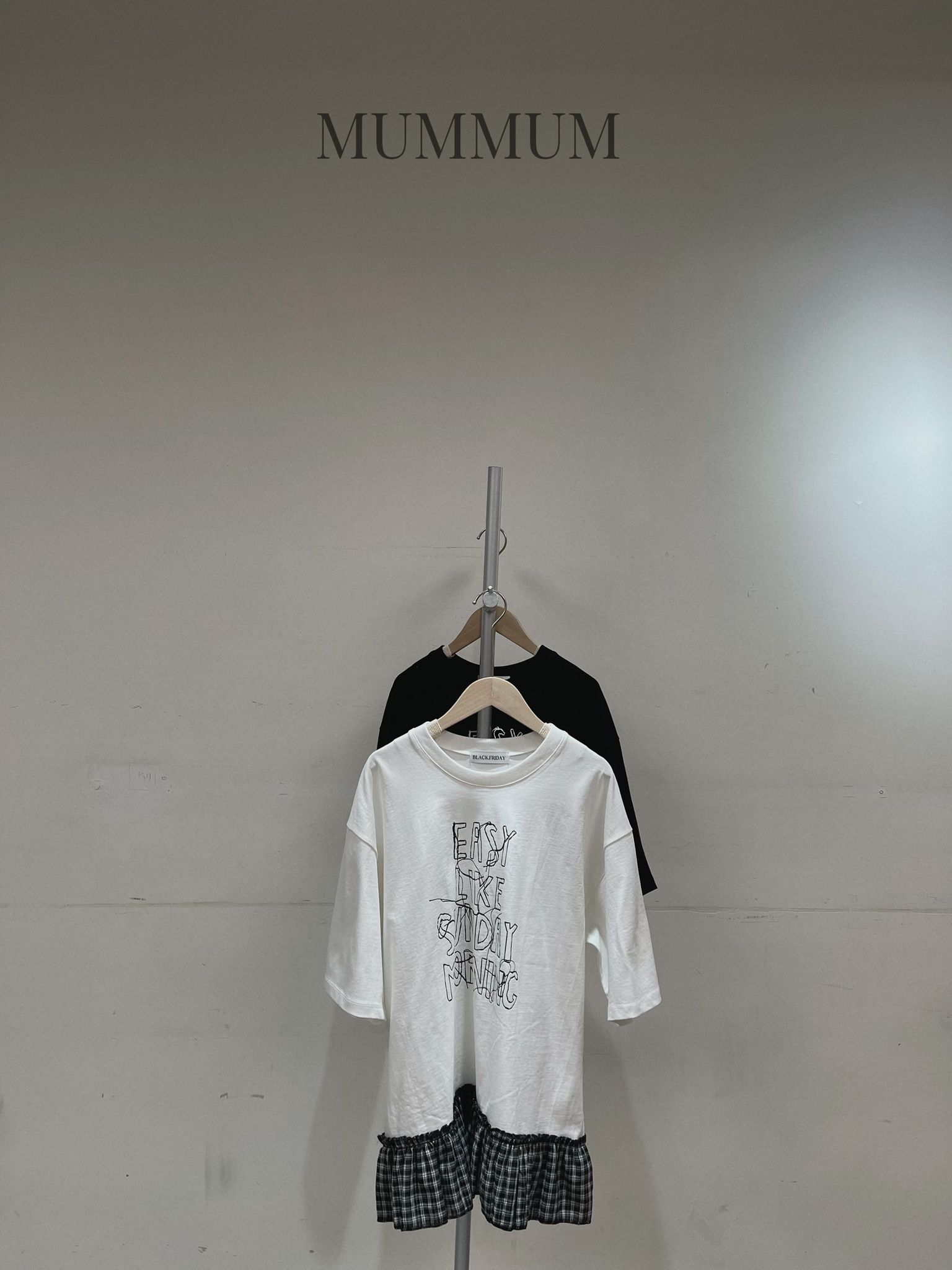 0213177a/搞怪字母T恤拼格仔裙 44/44/27