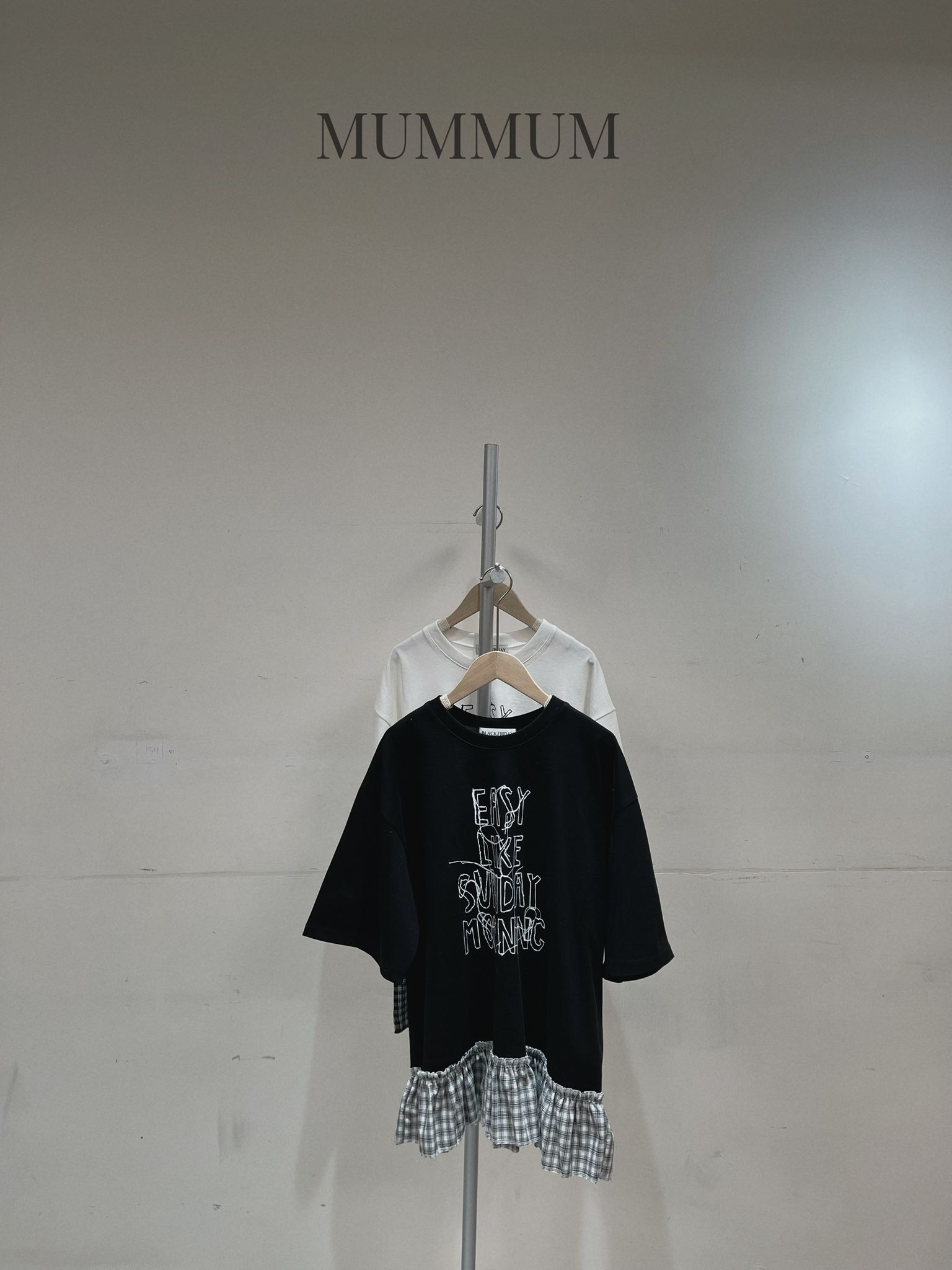 0213177a/搞怪字母T恤拼格仔裙 44/44/27