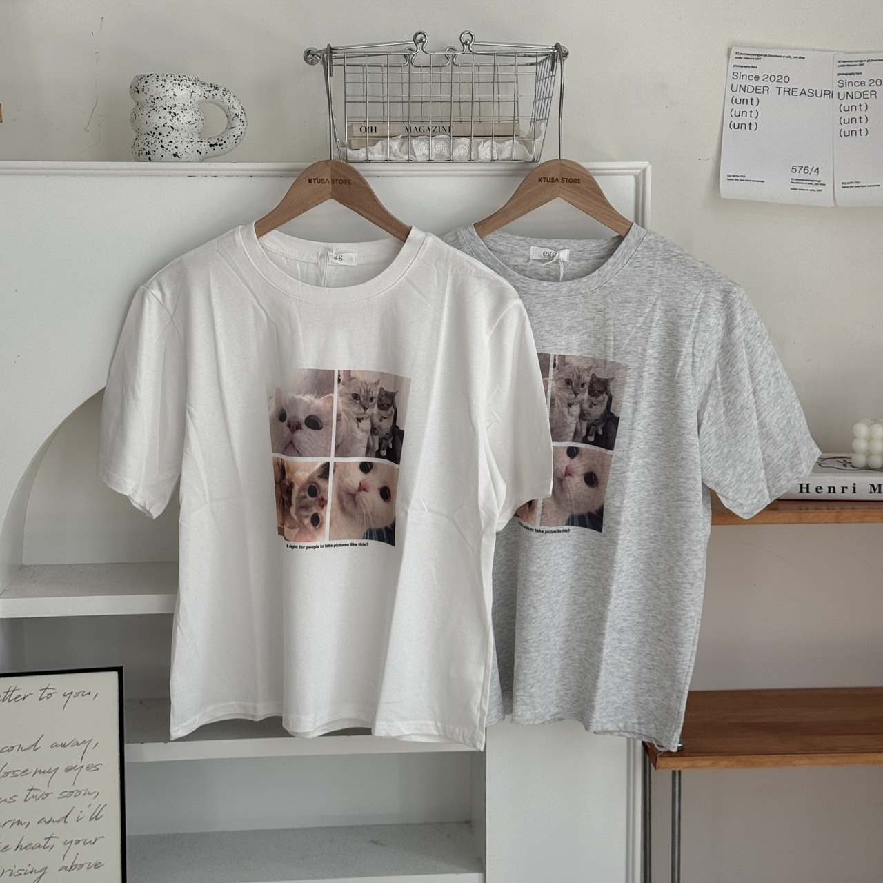 9311 貓貓四宮格照片短T (R)