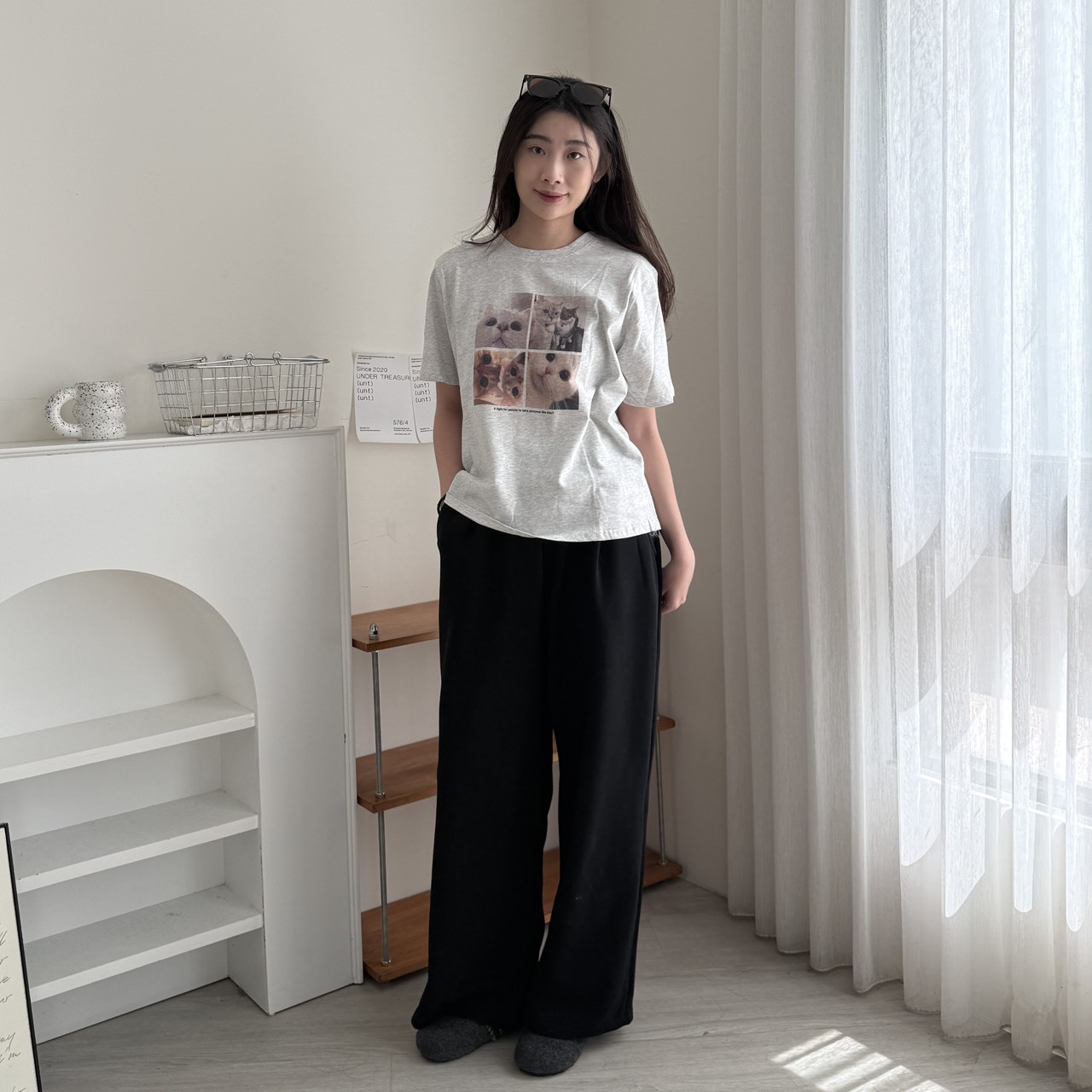 9311 貓貓四宮格照片短T (R)