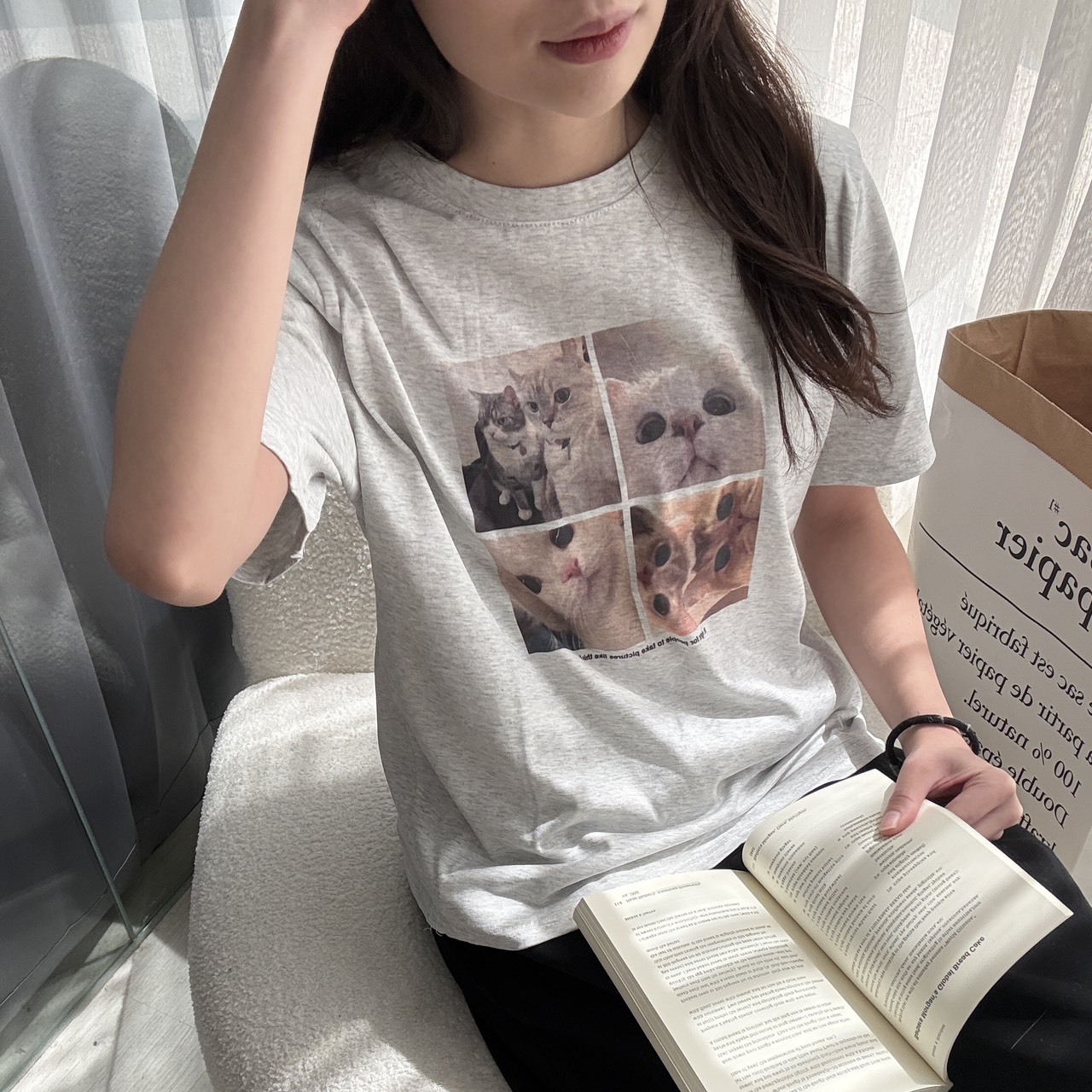 9311 貓貓四宮格照片短T (R)