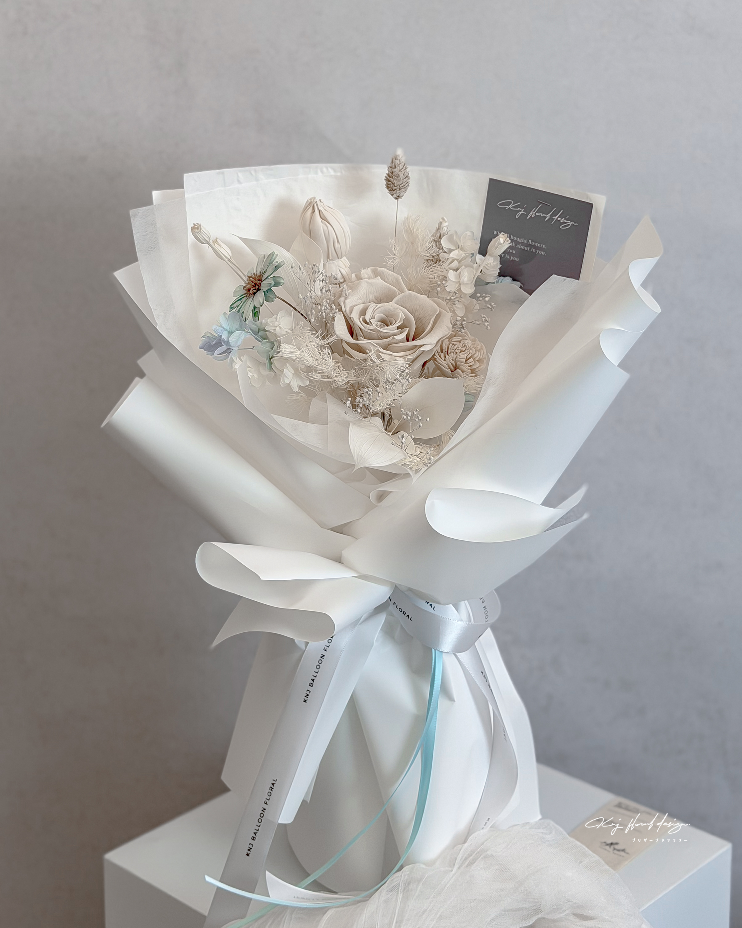 雲上舞白・單朵永生玫瑰花束