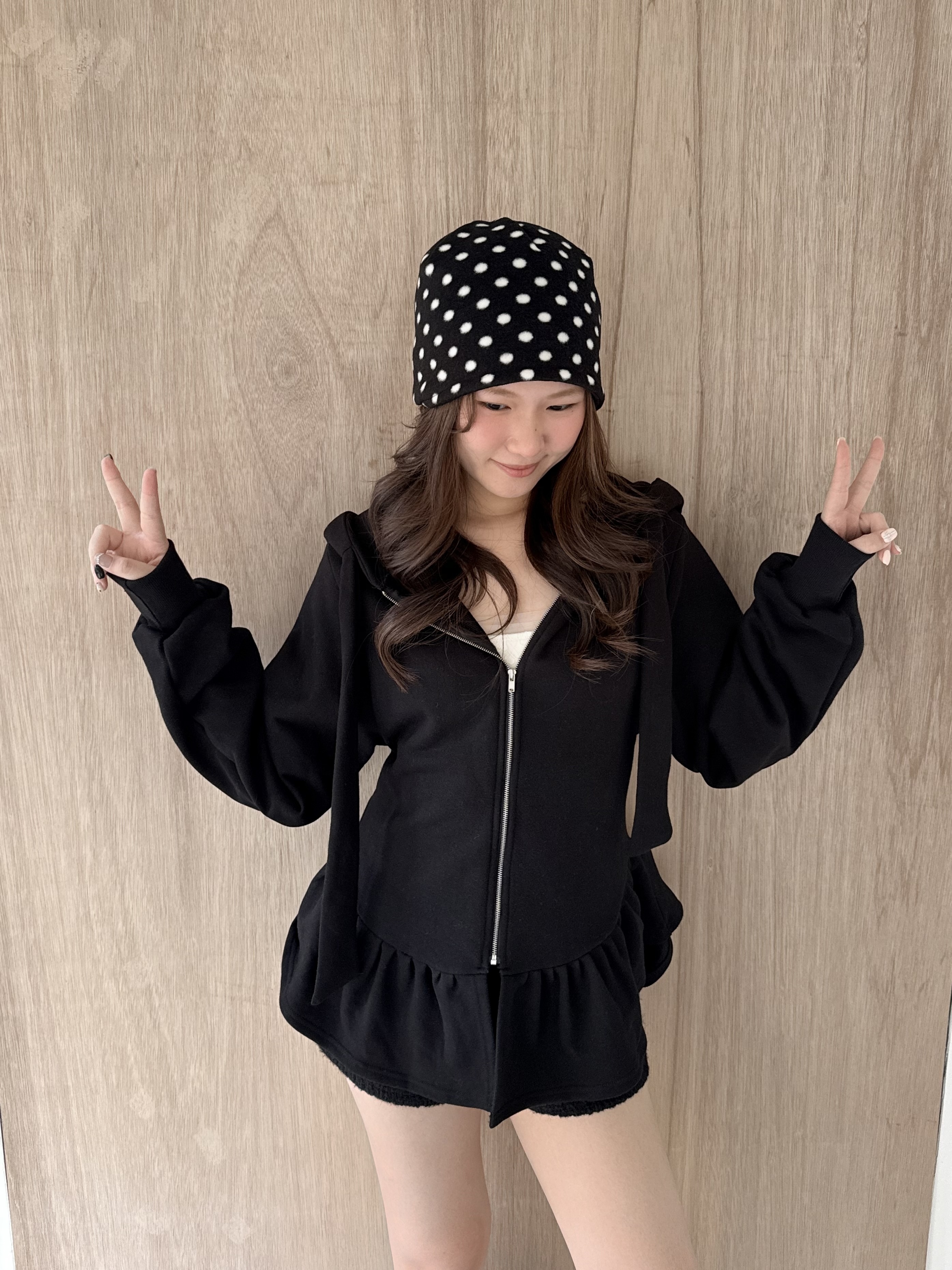 M011(設計品牌)/叛逆萌doll花邊連帽休閒外套