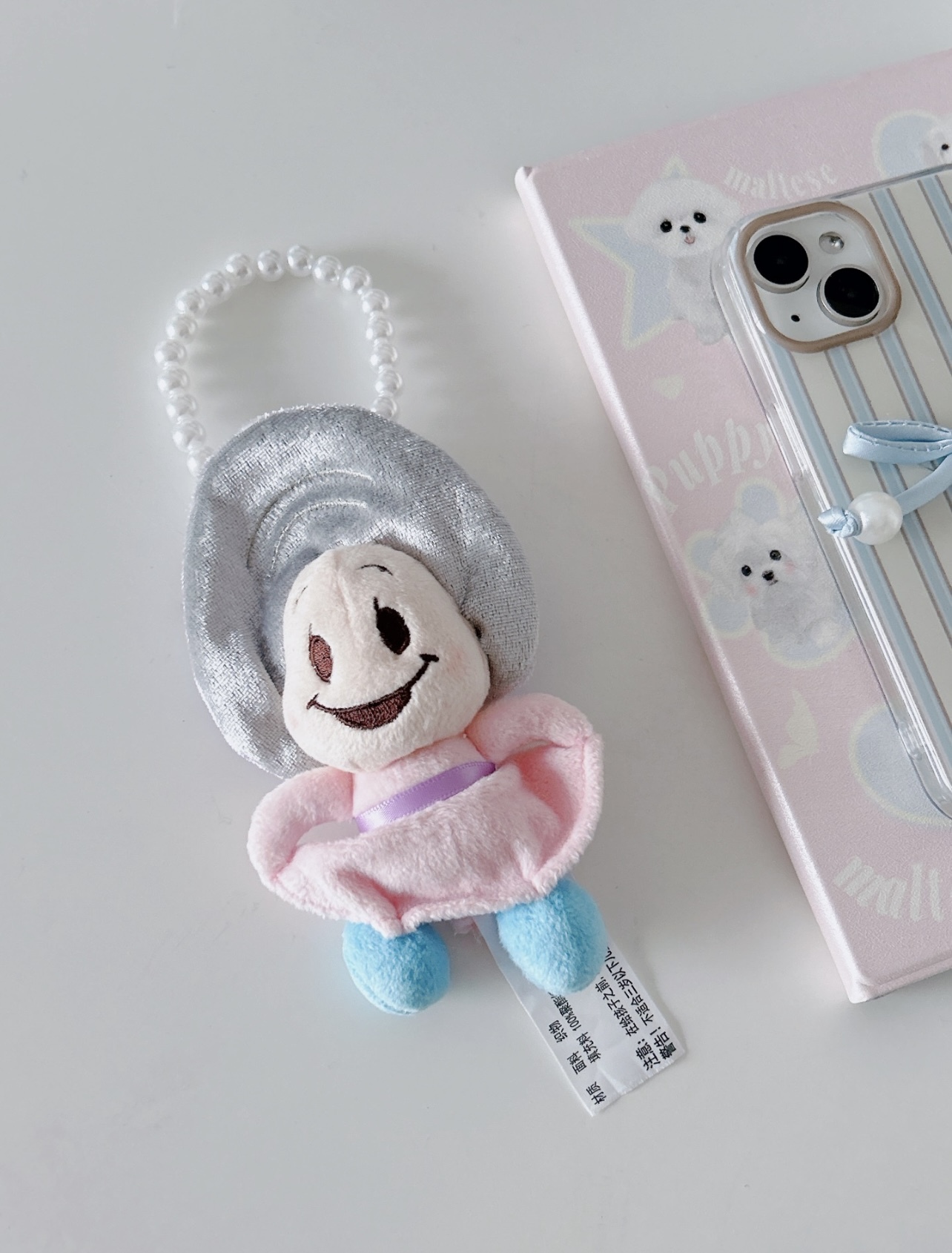 代購-Disney store 迪士尼 牡蠣寶寶系列 微笑表情 珍珠鏈 玩偶 毛絨掛件