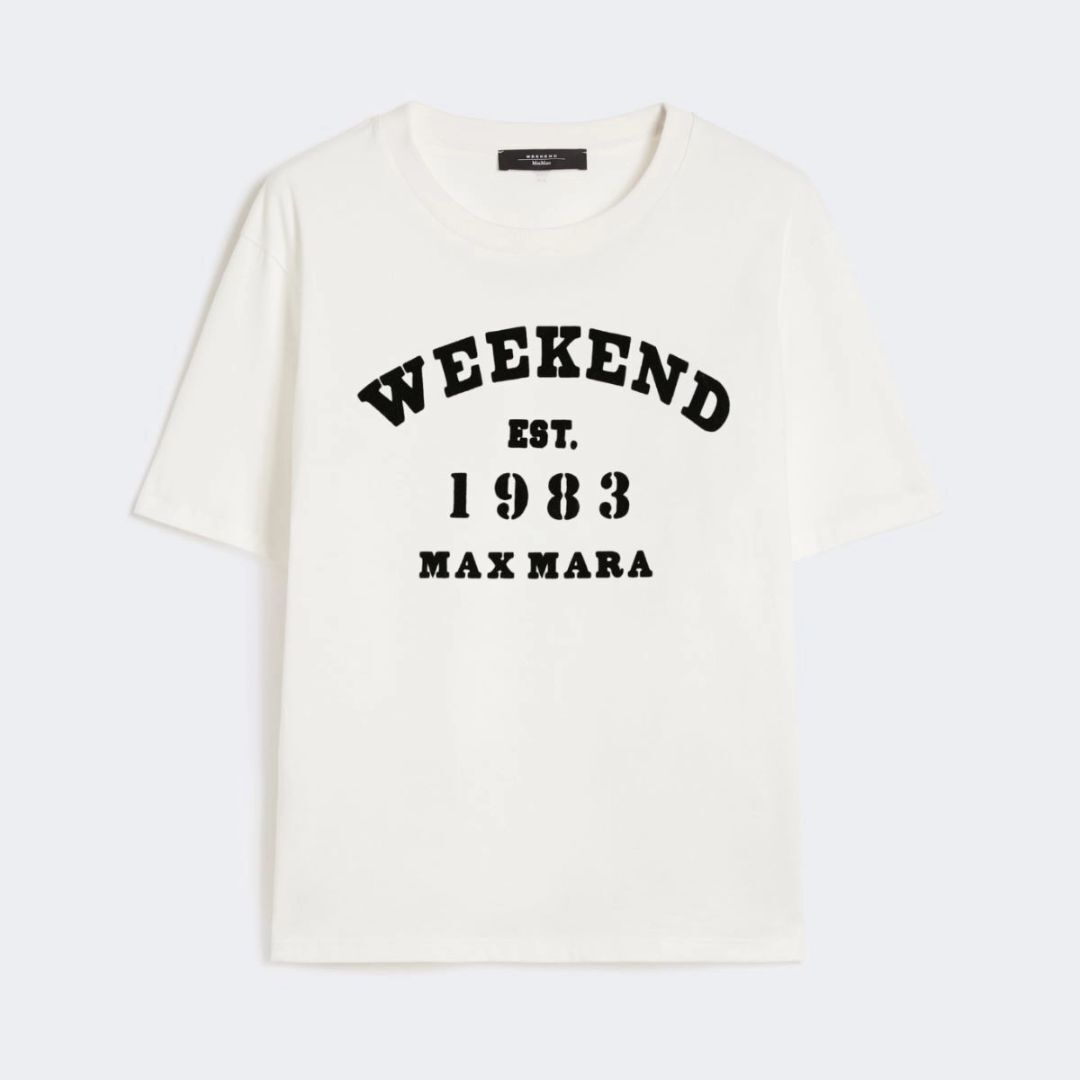 1FF0101-599 [MAX MARA WEEKEND] Cotton T-Shirt With Graphic Print White (SS26) #2615971051600 WKDTENUE-006 (C-EU-E)