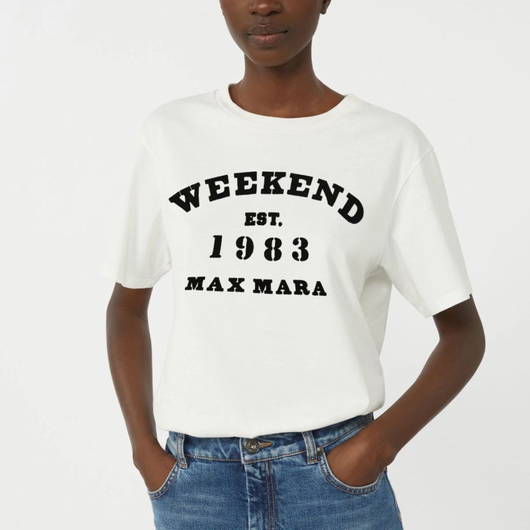 1FF0101-599 [MAX MARA WEEKEND] Cotton T-Shirt With Graphic Print White (SS26) #2615971051600 WKDTENUE-006 (C-EU-E)