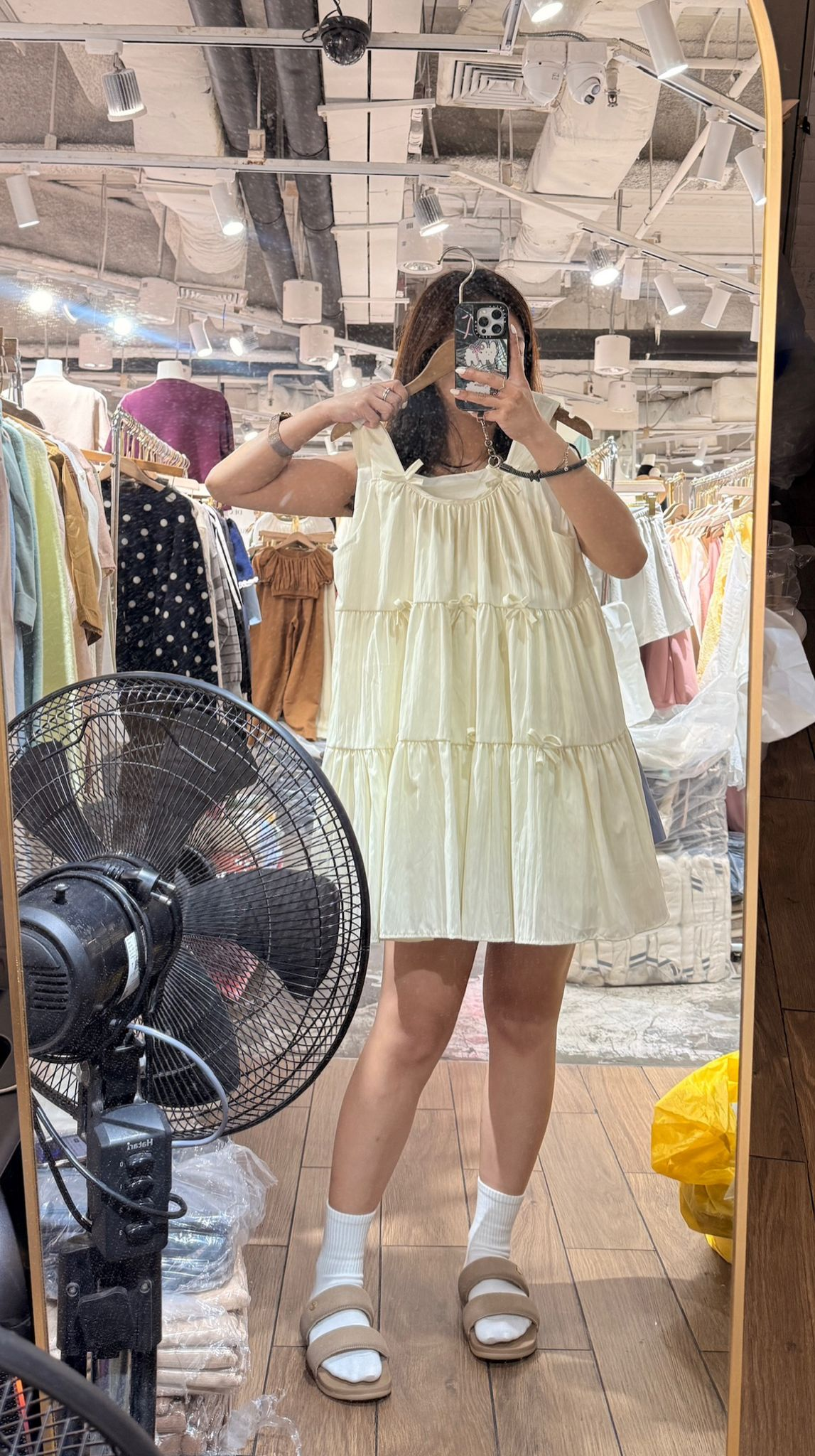 蝴蝶結背心連身裙(米色)