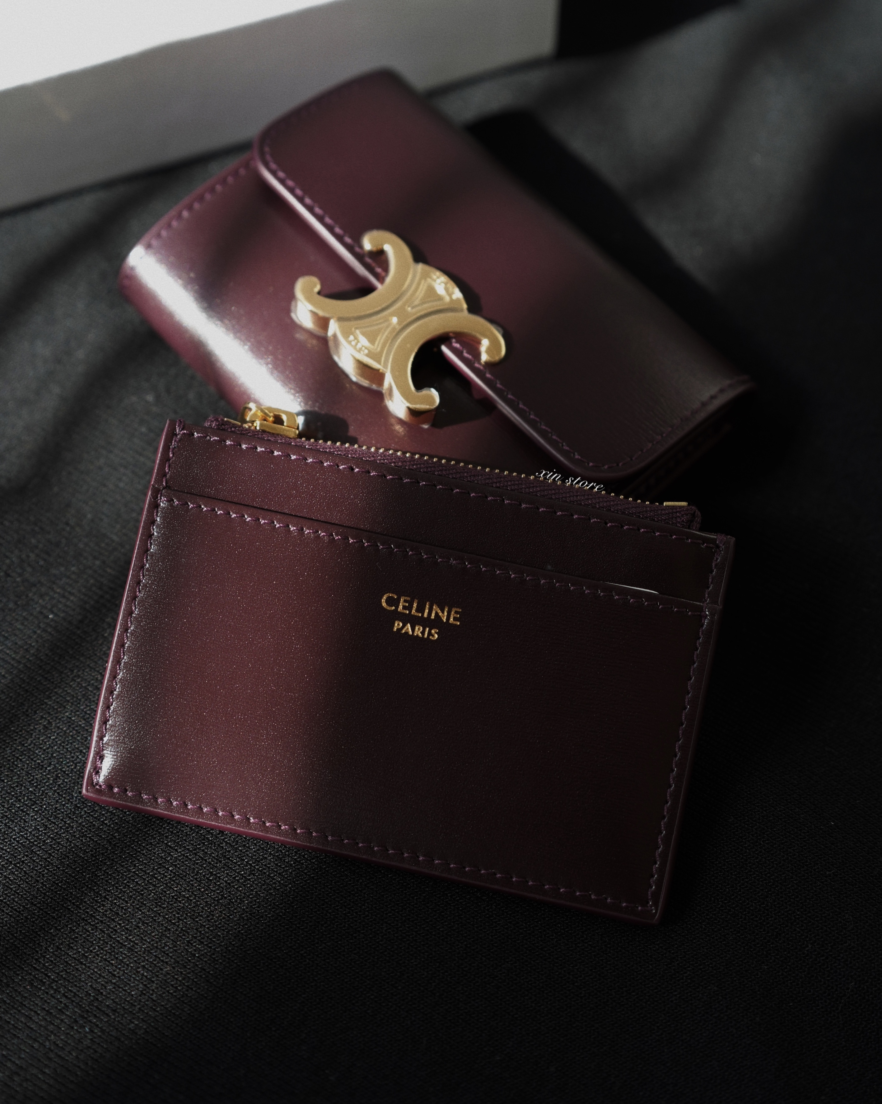 Celine Triomphe Compact 凱旋門 可拆式 皮夾 酒紅