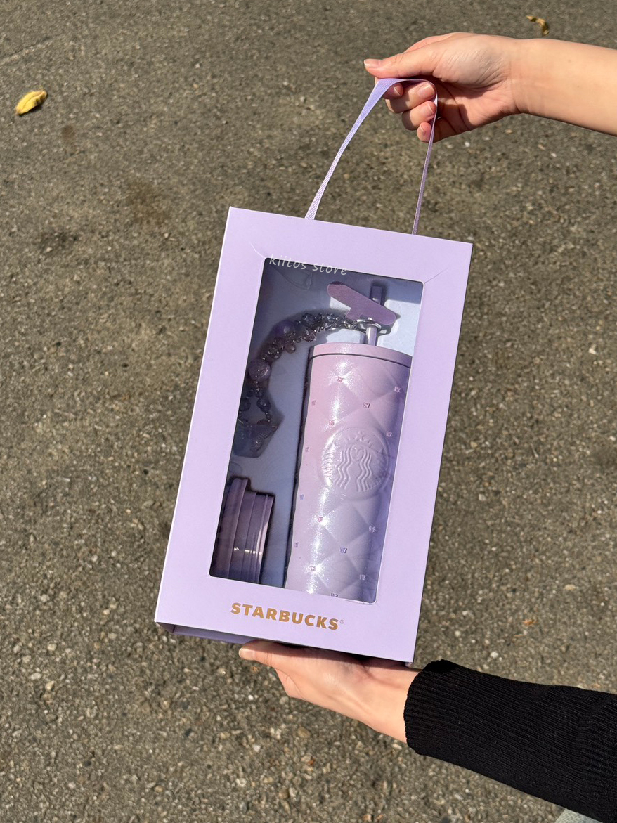 【預購】STARBUCKS 星巴克 蝶舞櫻光 禮盒 菱格紋 蝴蝶鑽面 雙蓋 附手機掛鍊