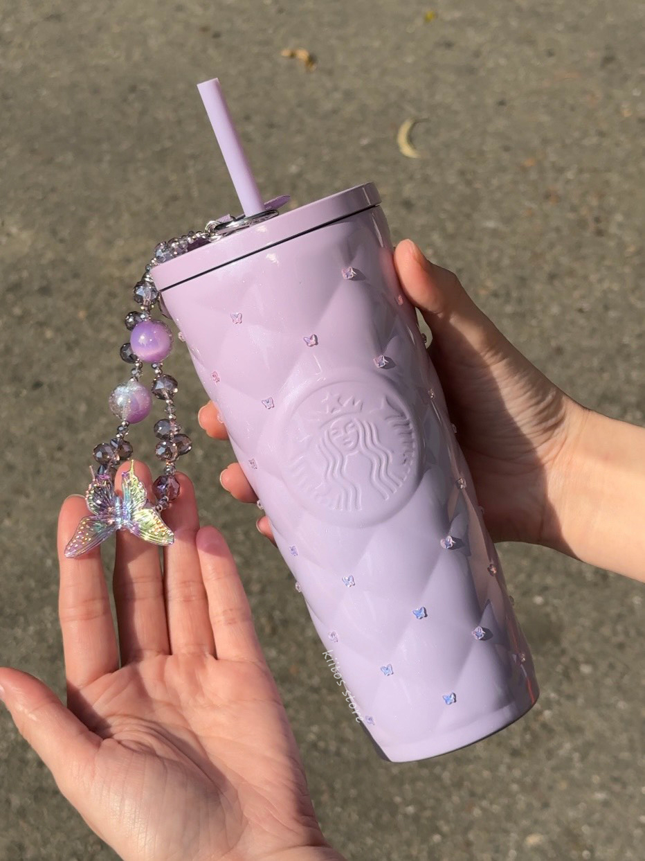 【預購】STARBUCKS 星巴克 蝶舞櫻光 禮盒 菱格紋 蝴蝶鑽面 雙蓋 附手機掛鍊