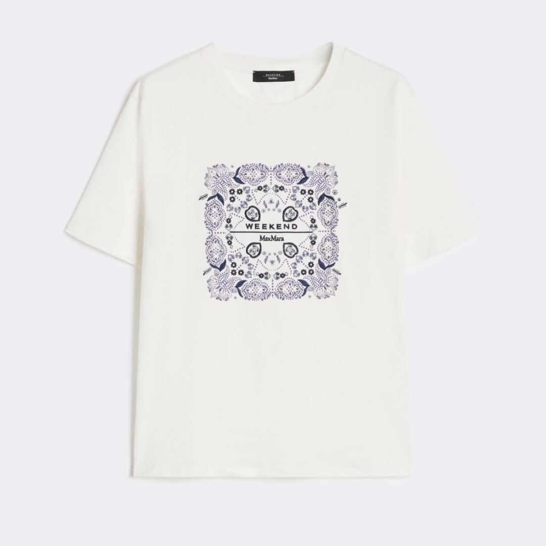1FF0101-597 [MAX MARA WEEKEND] Print and Embroidery-Adorned Cotton T-Shirt White (SS26) #2615971041600 WKDWEST-006 (C-EU-E)