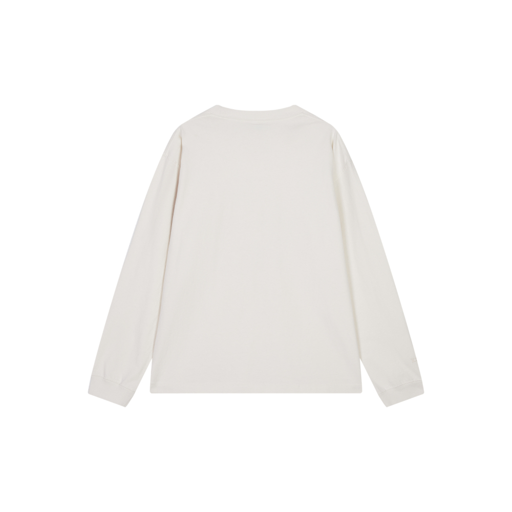 男款- CAMPUS 棉質52圓領薄長袖小CT恤-米白色（U6ALTSM193M104）