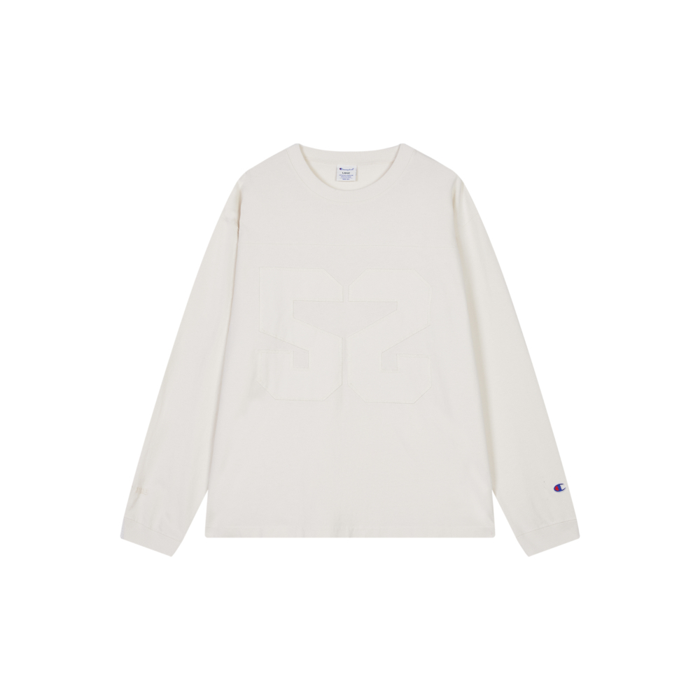 男款- CAMPUS 棉質52圓領薄長袖小CT恤-米白色（U6ALTSM193M104）