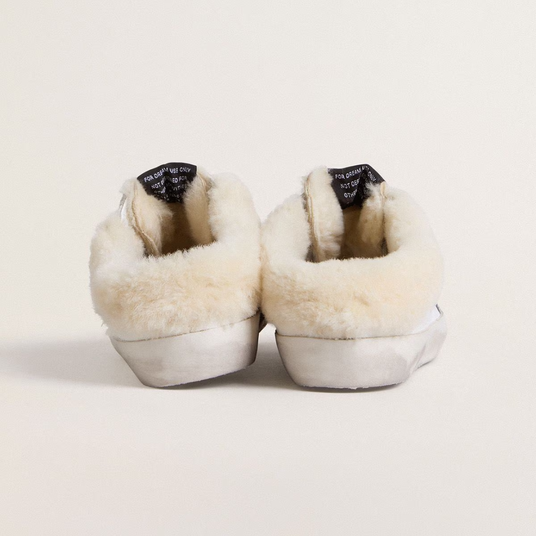 1FF0101-551 [GOLDEN GOOSE] Super-Star Sabots In White Leather With Shearling Lining And Silver Star  (SS26) #GWF00110.F007126.10224 (S-EU-E)