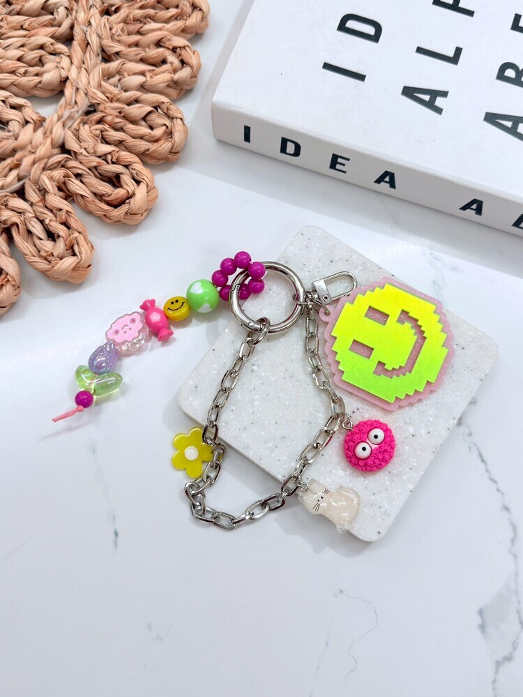 螢光笑臉繽紛圖案掛飾