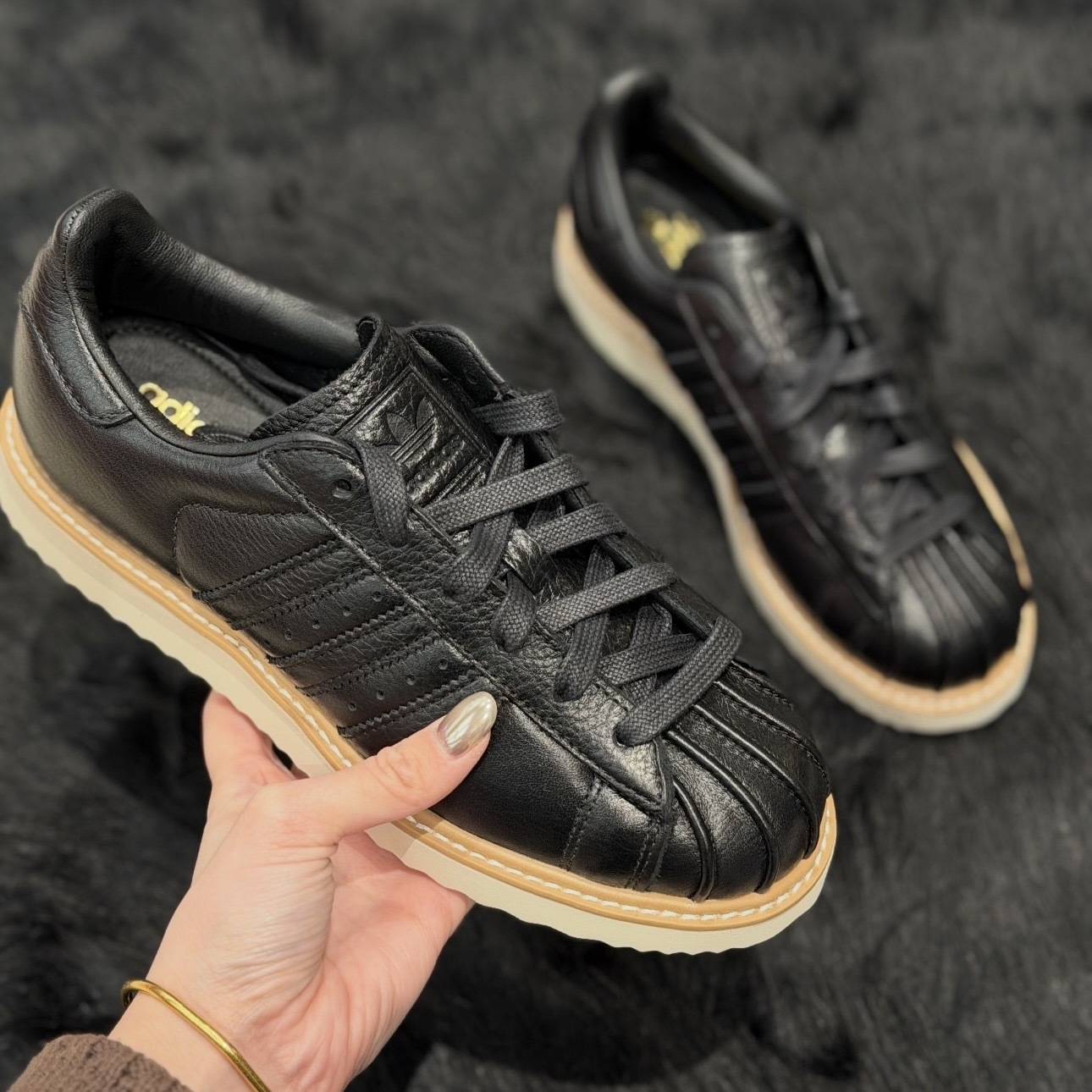 ADIDAS ORIGINALS SUPERSTAR LUX 黑色 皮革 貝殼鞋 運動 休閒鞋 CLOT平替款 JQ4314