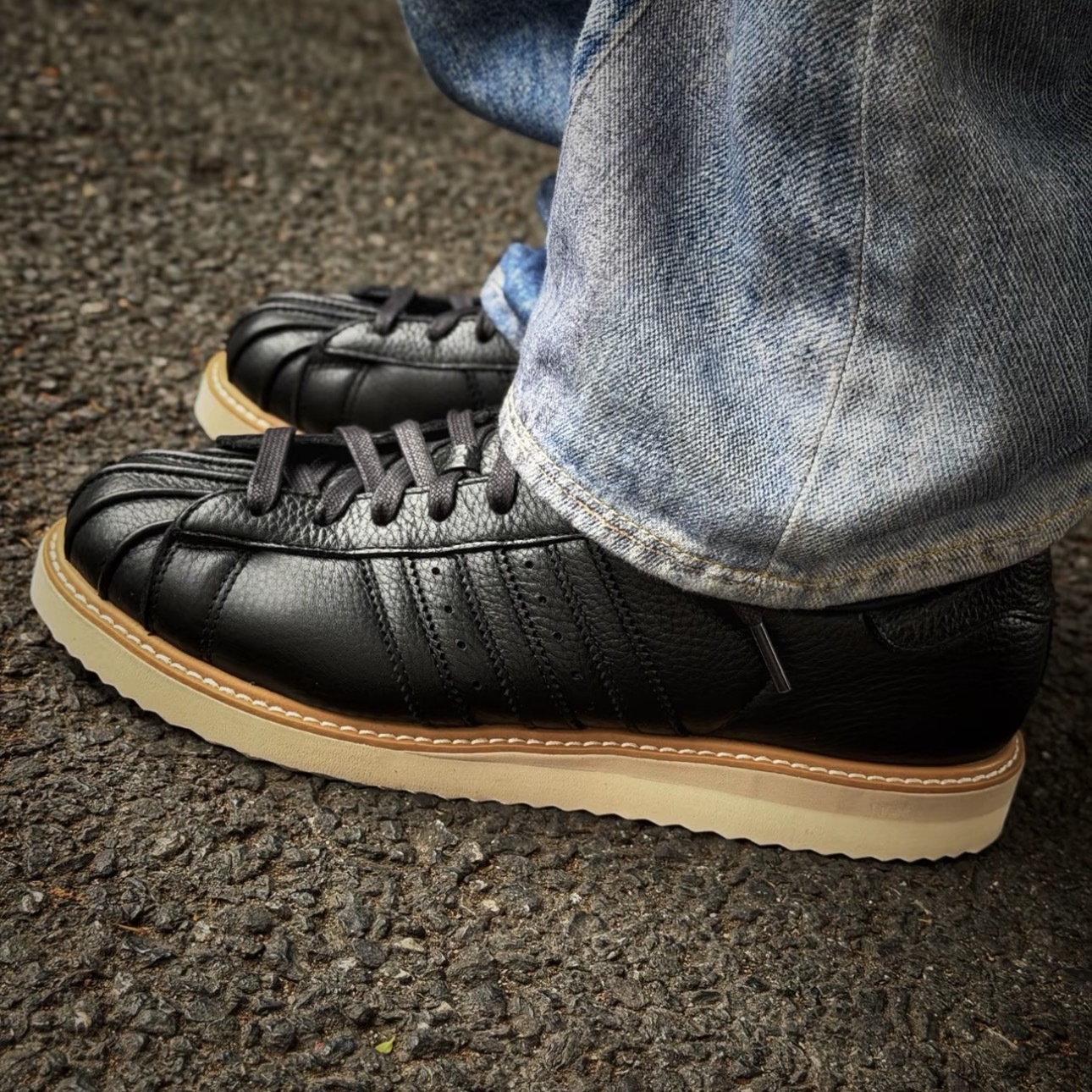 ADIDAS ORIGINALS SUPERSTAR LUX 黑色 皮革 貝殼鞋 運動 休閒鞋 CLOT平替款 JQ4314