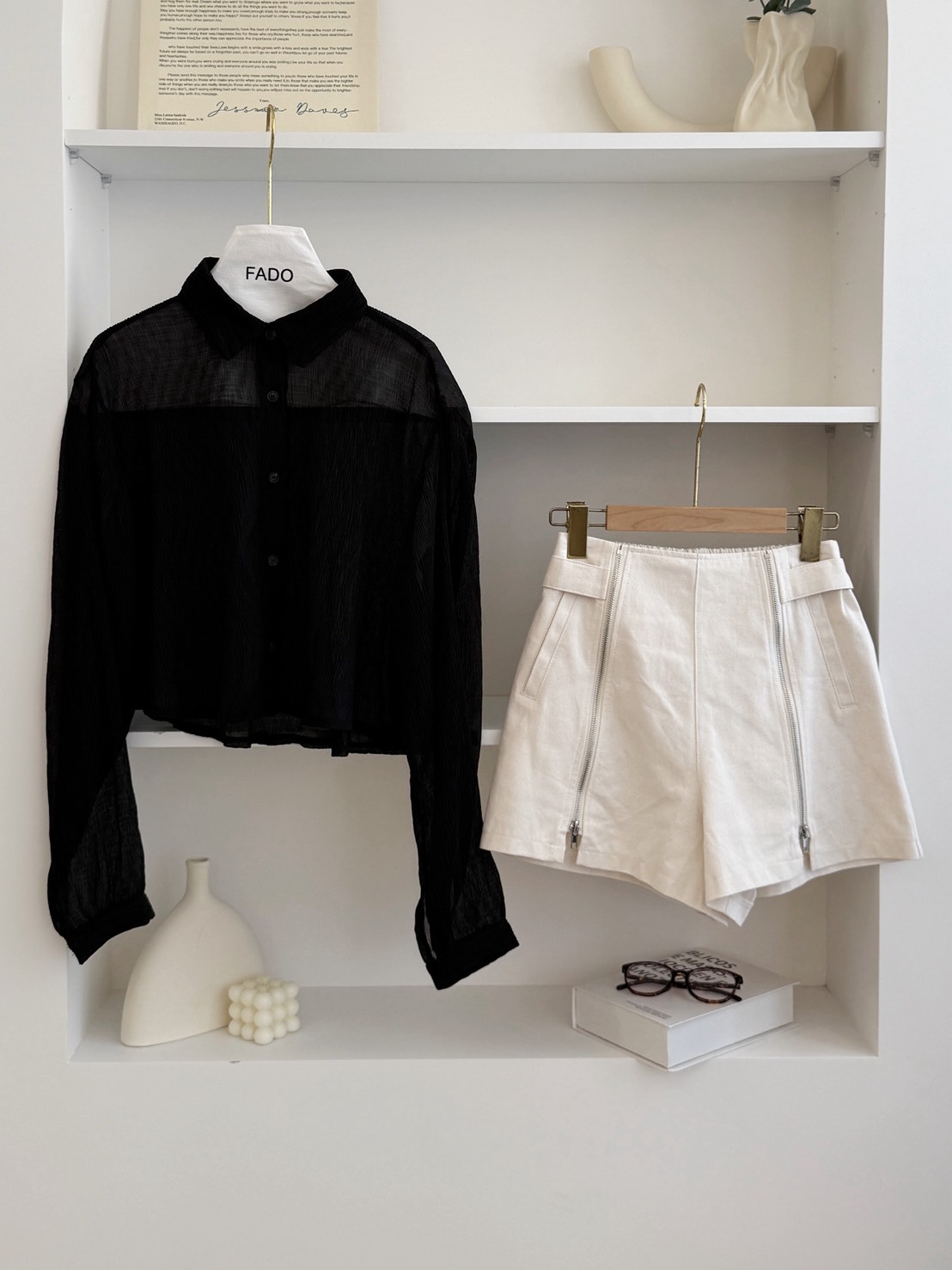 法朵Fado shop｜水波紋短版透膚襯衫 3325001 三色