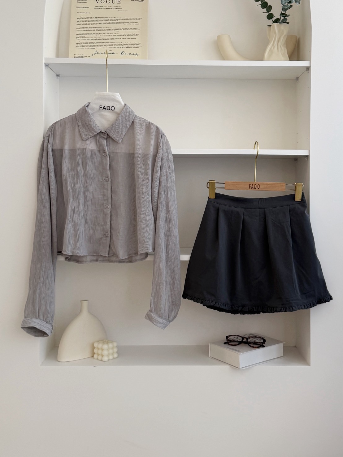 法朵Fado shop｜水波紋短版透膚襯衫 3325001 三色