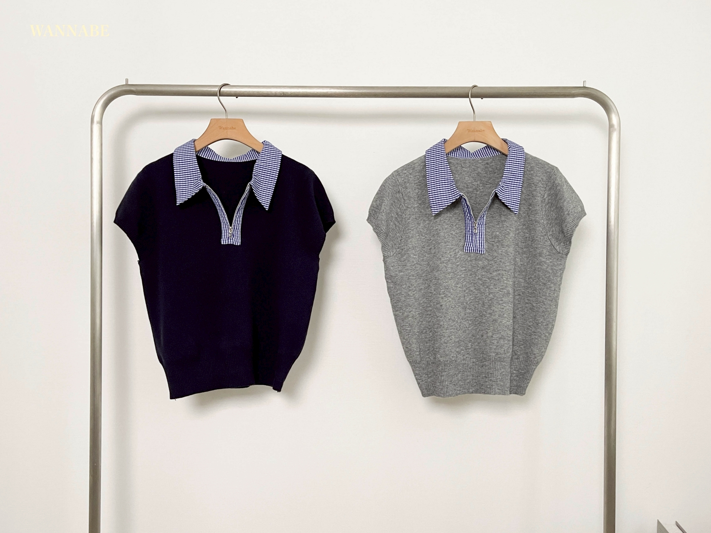 G5940-條紋領POLO上衣