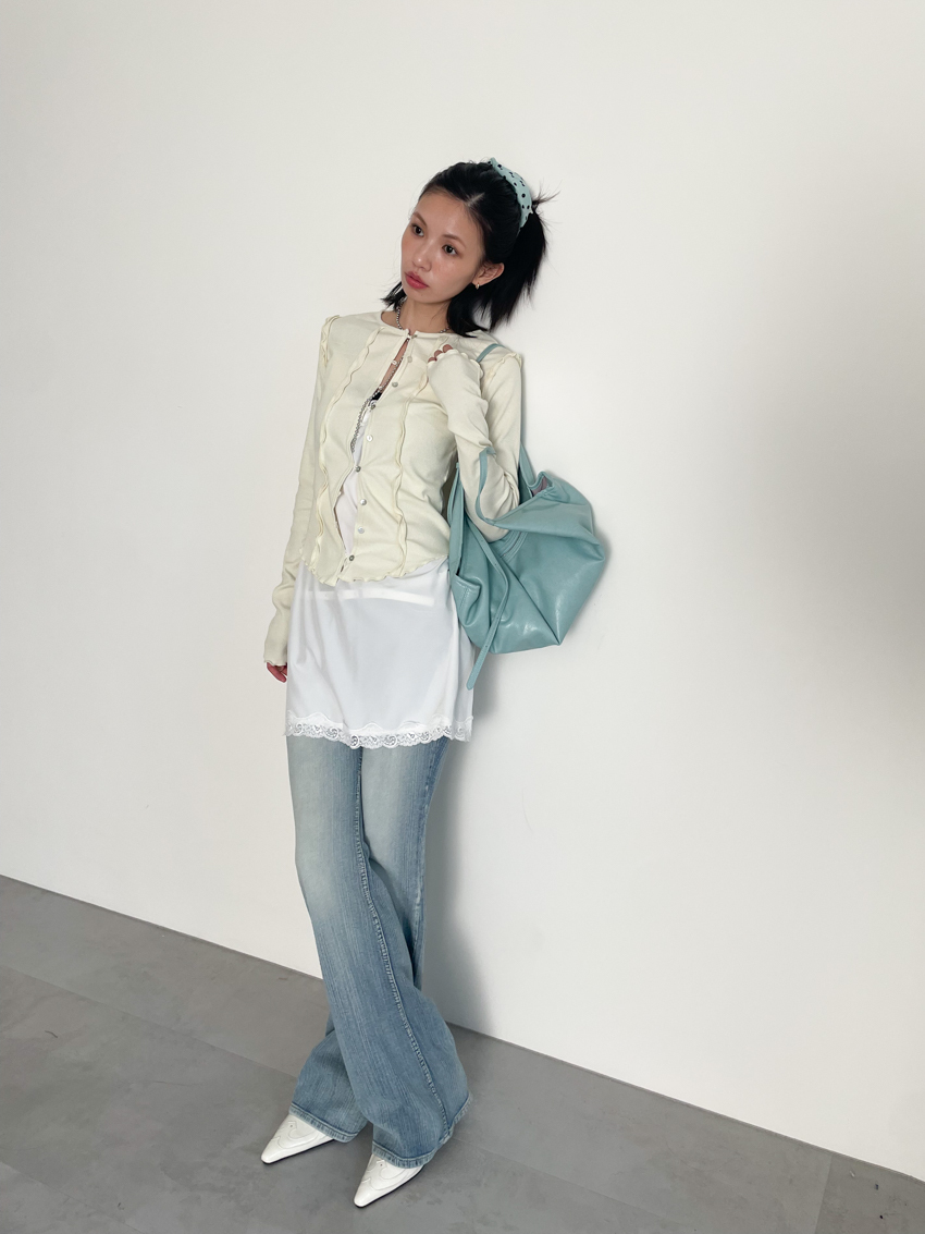 low-rise slim striped denim