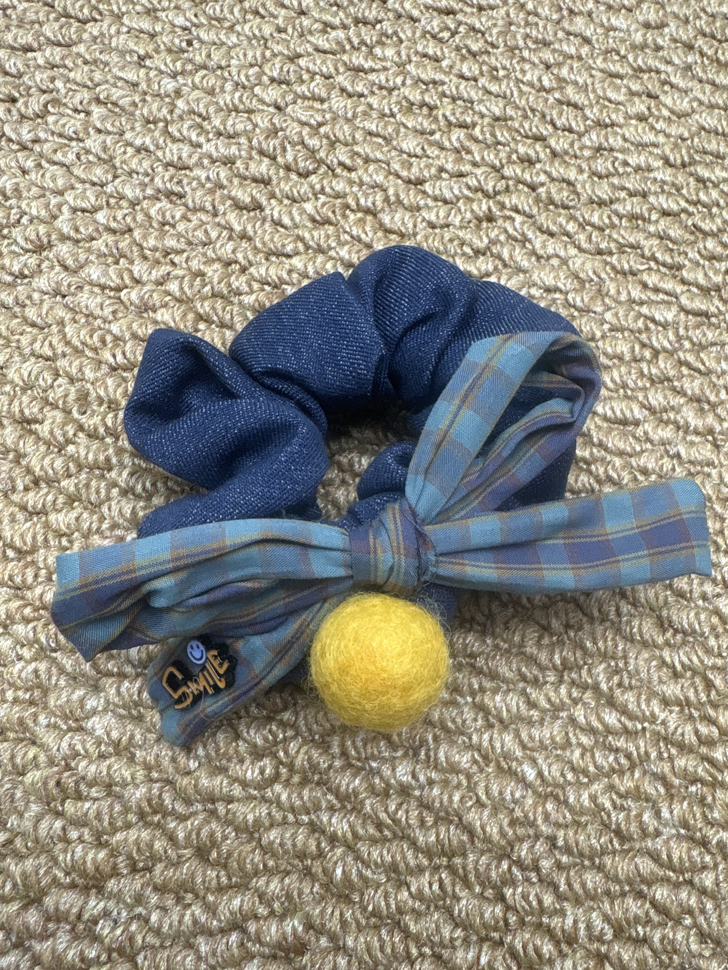 牛仔立體設計蝴蝶結髮圈