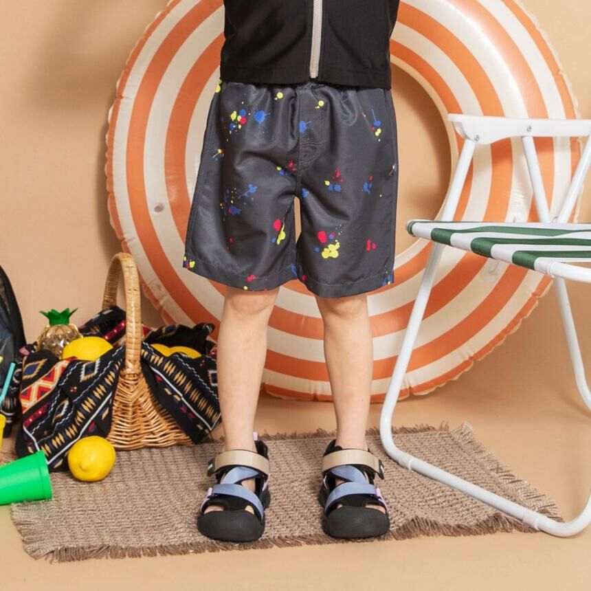 日本 100-150 潑墨印花泳褲 沙灘褲 2色