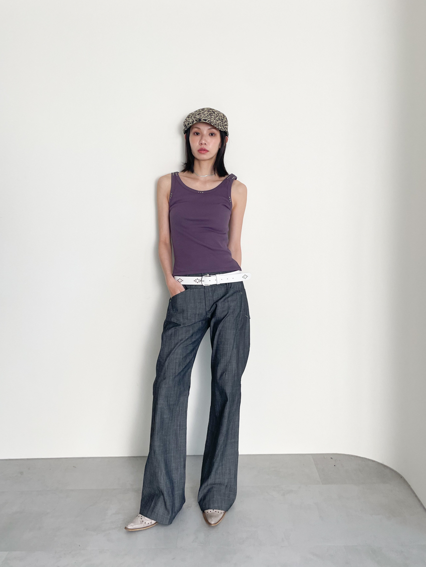 textured slim mid-low bootcut trousers in MIDNIGHT BLUE