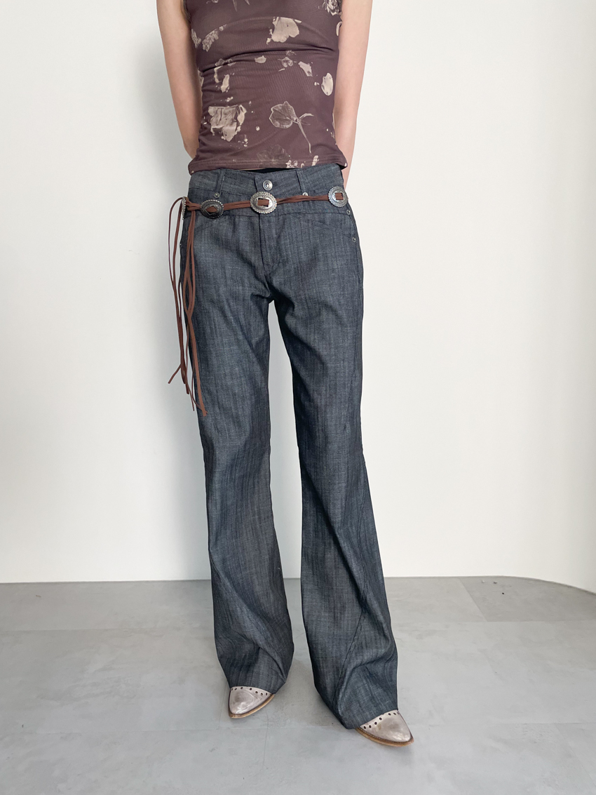 textured slim mid-low bootcut trousers in MIDNIGHT BLUE